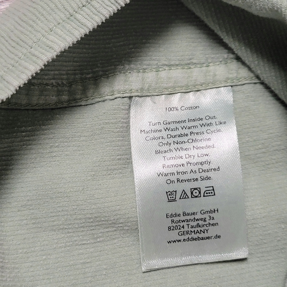 Eddie Bauer Men’s XL Classic Fit Corduroy Green Button Down Shirt Casual - Picture 5 of 9